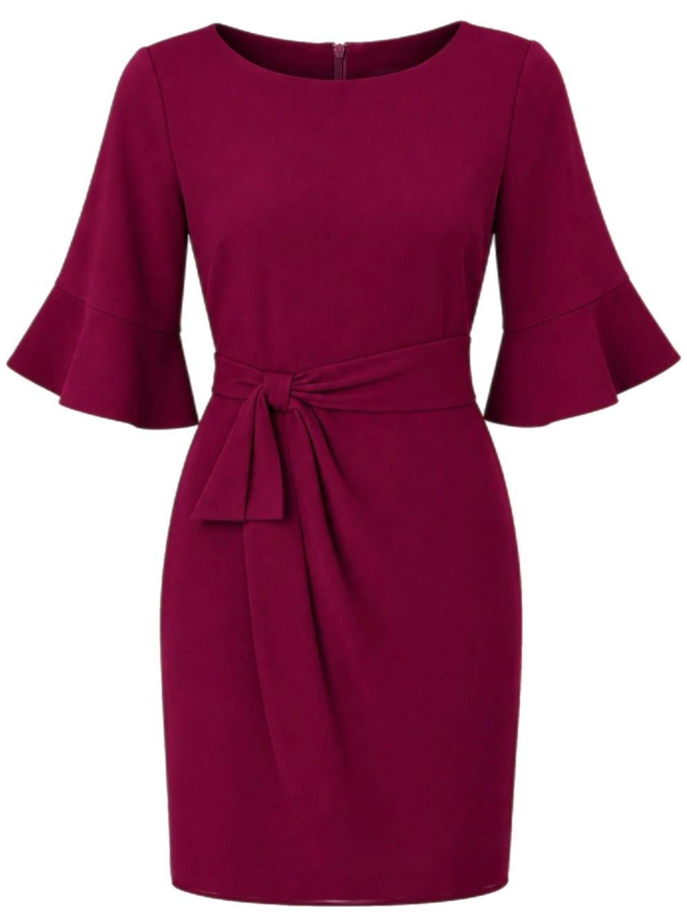 Shelby & Palmer Deep Berry Tie-Waist Sheath Dress